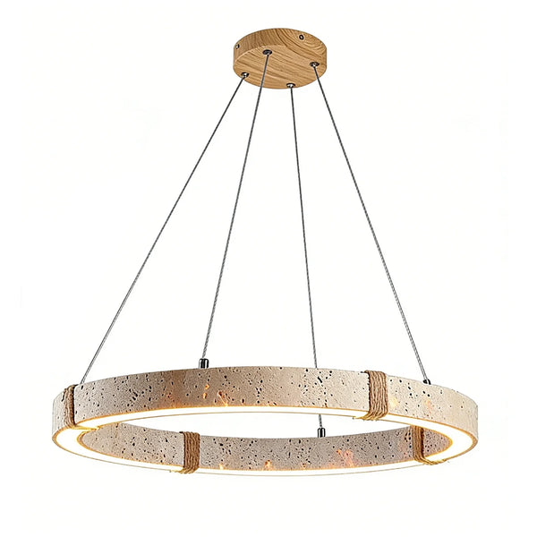 Ringor Minimalist Round Travertine Chandelier