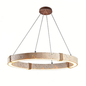 Ringor Minimalist Round Travertine Chandelier
