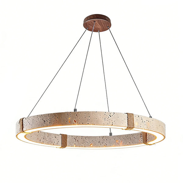 Ringor Minimalist Round Travertine Chandelier