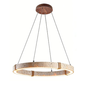 Ringor Minimalist Round Travertine Chandelier