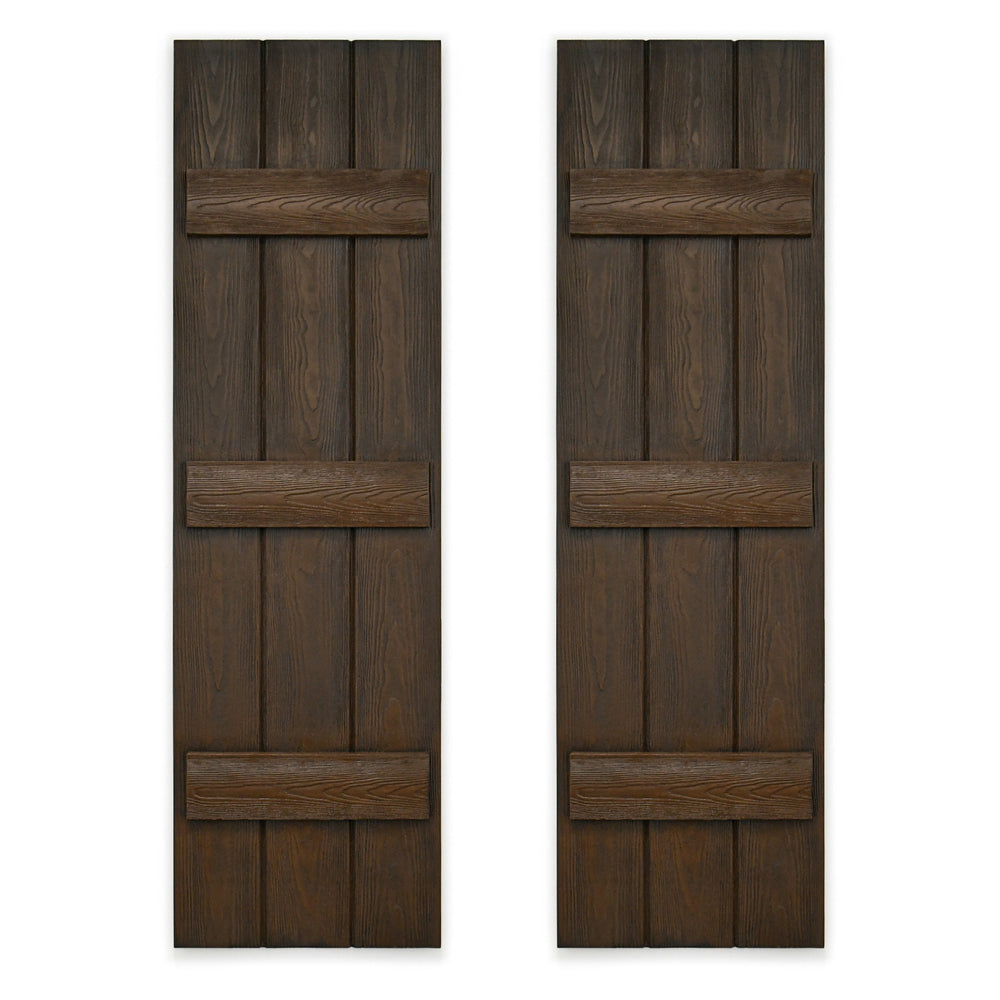 Faux Wood Board and Batten Exterior Shutters - Polyurethane - Set of 2