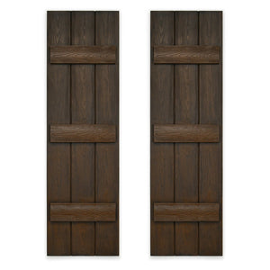 Faux Wood Board and Batten Exterior Shutters - Polyurethane - Set of 2