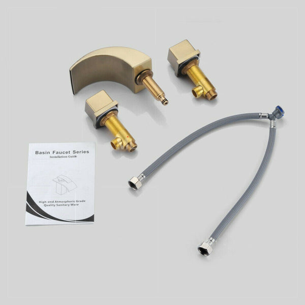 Brushed Gold or Matte Black Or Brushed Nickel Waterfall Bathroom Sink Faucet - close-up