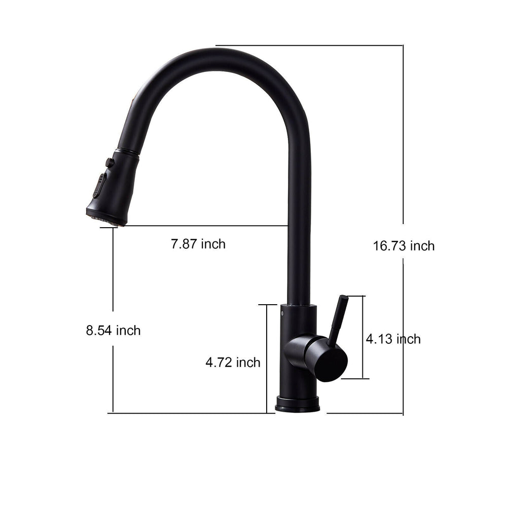 Matte Black Or Brushed Gold Pull Out Spray Kitchen Sink Faucet