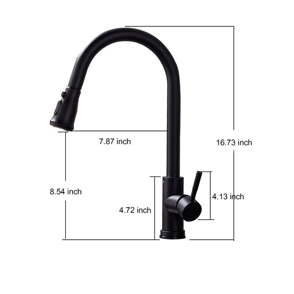 Matte Black Or Brushed Gold Pull Out Spray Kitchen Sink Faucet - front view
