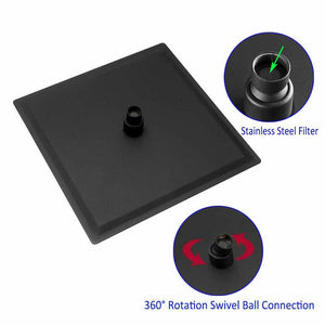 Matte Black Wall Mounted Rainfall Shower Faucet Dual Function with Pressure Balance Rough-In Valve - product view