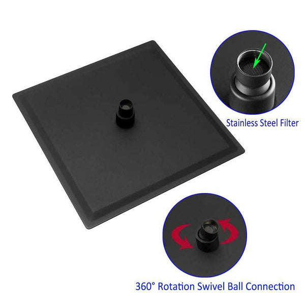 Matte Black Wall Mounted Rainfall Shower Faucet Dual Function with Pressure Balance Rough-In Valve - product view