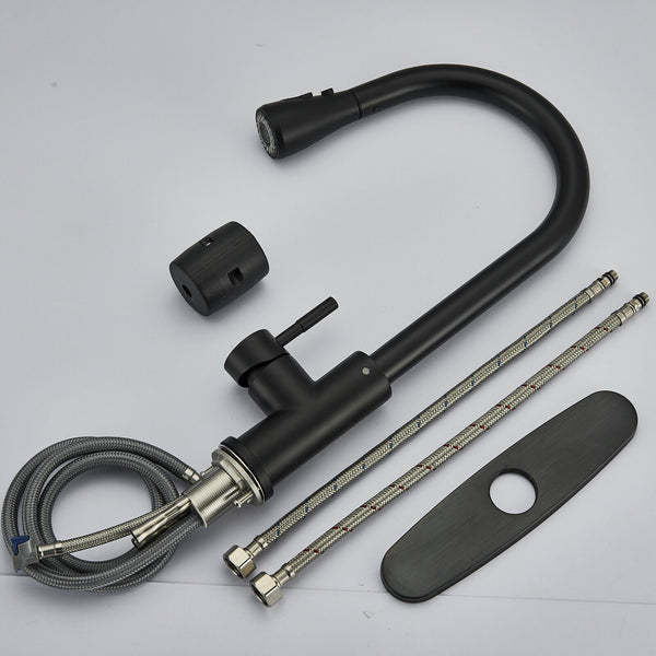 Matte Black Or Brushed Gold Pull Out Spray Kitchen Sink Faucet - dimensions