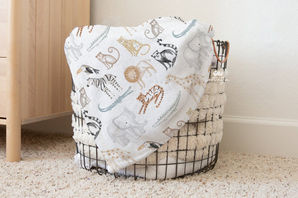 Baby Animals Safari - Vintage Baby Blanket