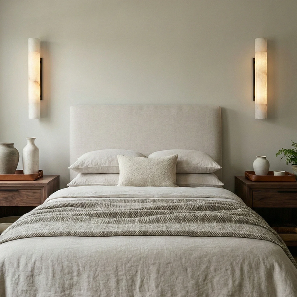 Selene Alabaster Column Sconce