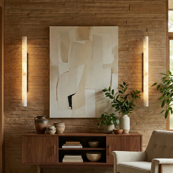 Selene Alabaster Column Sconce