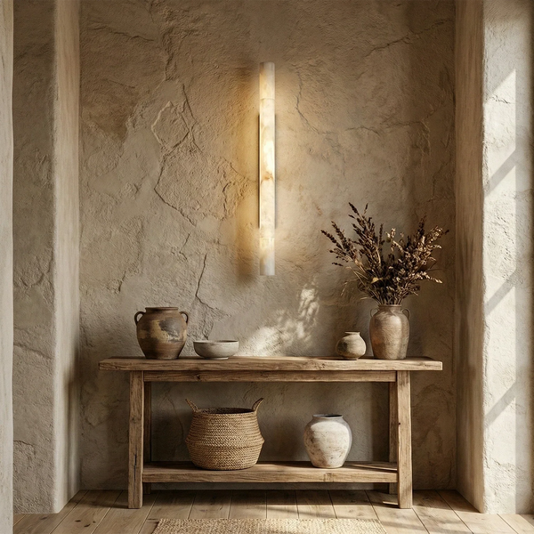Selene Alabaster Column Sconce