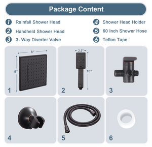 Dual Shower Head-Rain Shower Head with Handheld Shower Set, Diverter