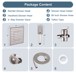 Dual Shower Head-Rain Shower Head with Handheld Shower Set, Diverter - view 15