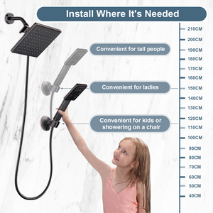 Dual Shower Head-Rain Shower Head with Handheld Shower Set, Diverter - view 19