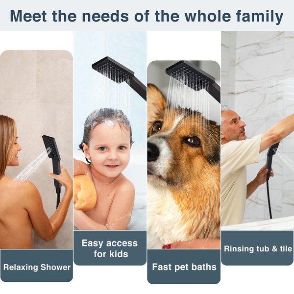 Dual Shower Head-Rain Shower Head with Handheld Shower Set, Diverter - view 18
