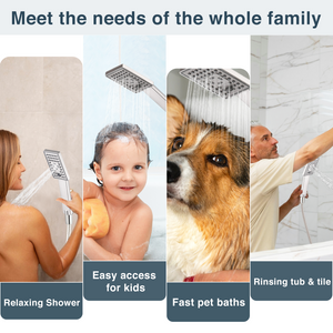 Dual Shower Head-Rain Shower Head with Handheld Shower Set, Diverter - view 11