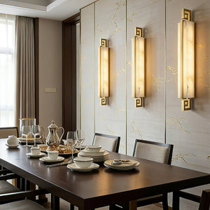 Sleek Alabaster Brass Wall Light