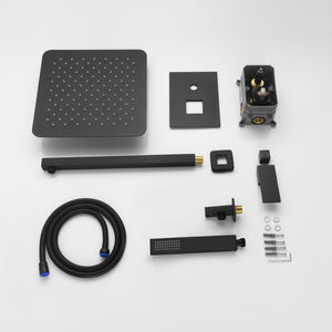 Matte Black Wall Mounted Rainfall Shower Faucet Dual Function with Pressure Balance Rough-In Valve - view 13
