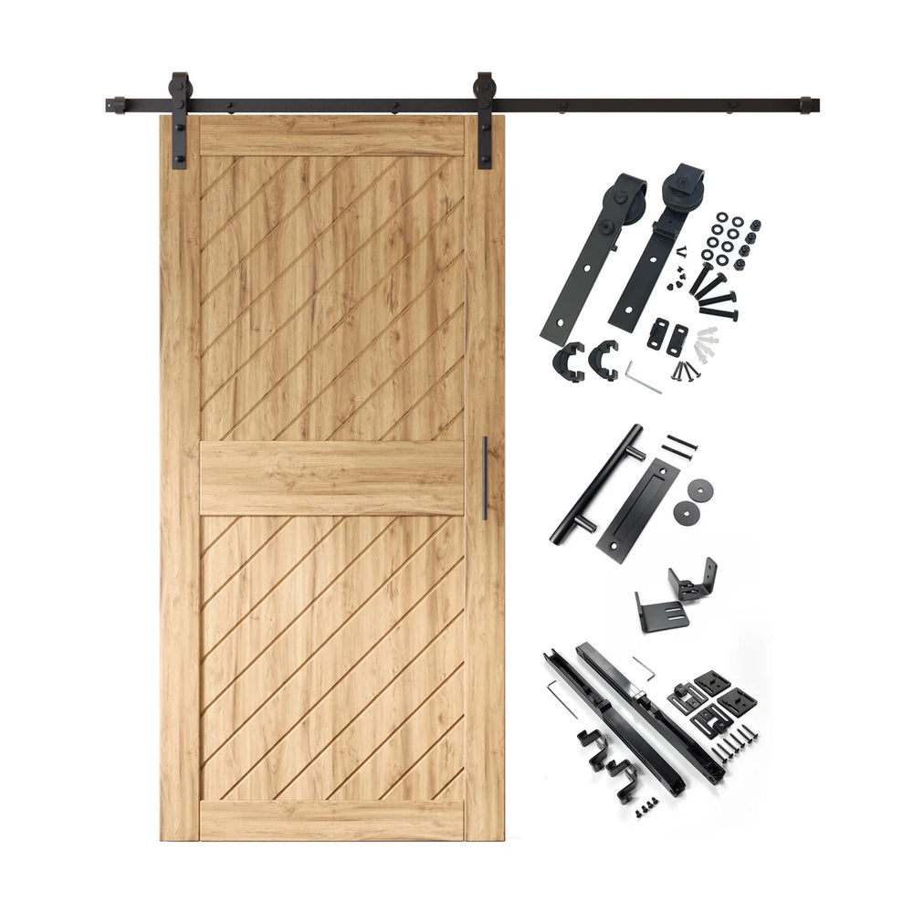 Slanted Single Barn Door Kit | Black Hardware