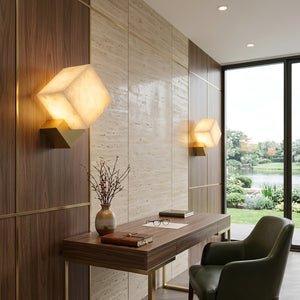 Vein Alabaster Cube Sconce