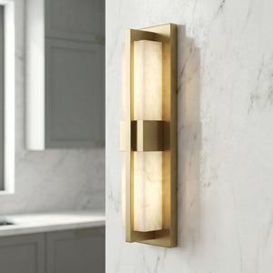 Vertical Alabaster Stone Wall Sconce
