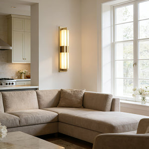 Vertical Alabaster Stone Wall Sconce