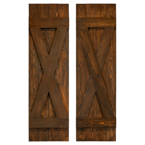 X-Bar Exterior Wood Shutters - Cedar - Set of 2