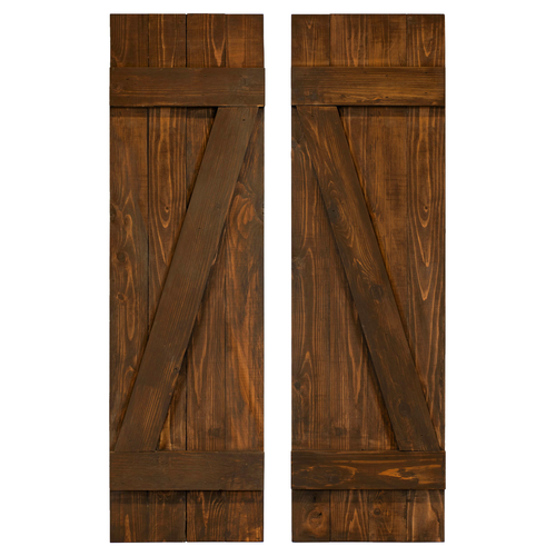 Z-Bar Exterior Wood Shutters - Cedar - Set of 2