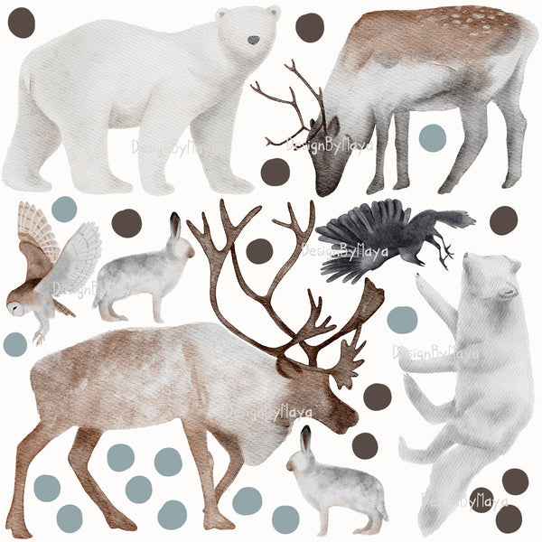 Arctic Animal Friends Nursery Decals – Arctic Baby Animals Scene II