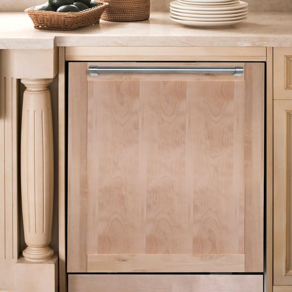 ZLINE 24' Dishwasher in Unfinished Wood with Stainless Steel Tub, DW-UF-H-24 - in use