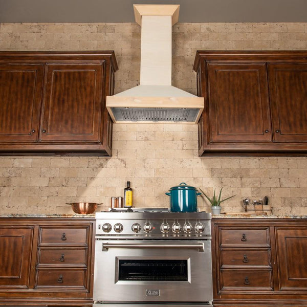 ZLINE 30' Unfinished Wooden Wall Range Hood, KBUF-30 - close-up
