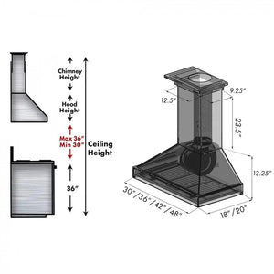ZLINE 30" Wooden Wall Range Hood, Crown Molding KBAR-30