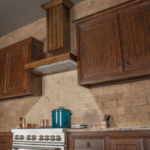 ZLINE 30' Wooden Wall Range Hood, Rustic Light, KPLL-30 - dimensions