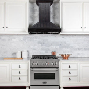 ZLINE 36' Wooden Wall Range Hood, Rustic Dark, KPDD-36 - detail view