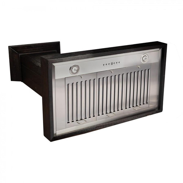 ZLINE 36' Wooden Wall Range Hood, Rustic Dark, KPDD-36 - side view