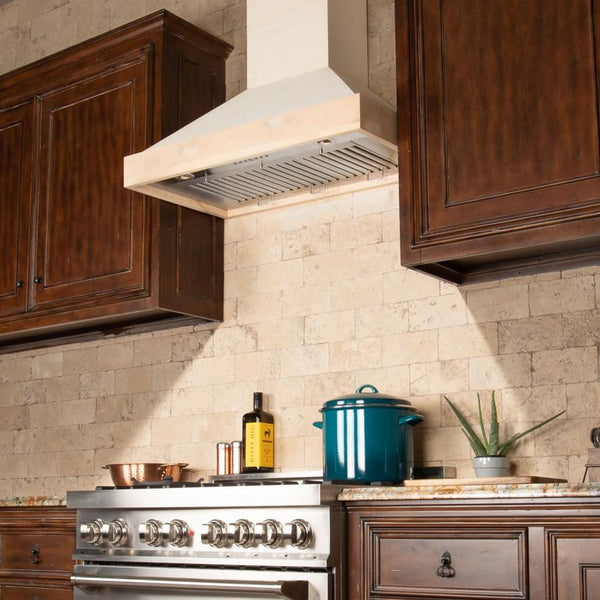 ZLINE 48' Unfinished Wooden Wall Range Hood, KBUF-48 - detail view