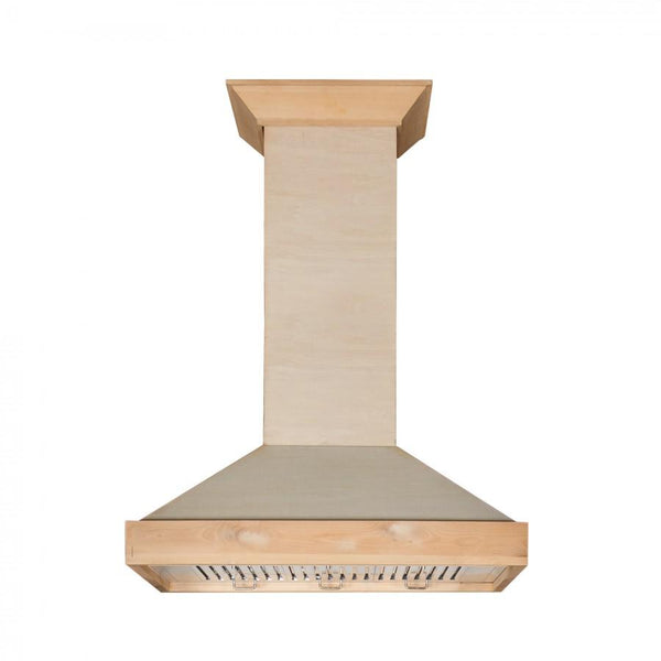ZLINE 48' Unfinished Wooden Wall Range Hood, KBUF-48 - front view