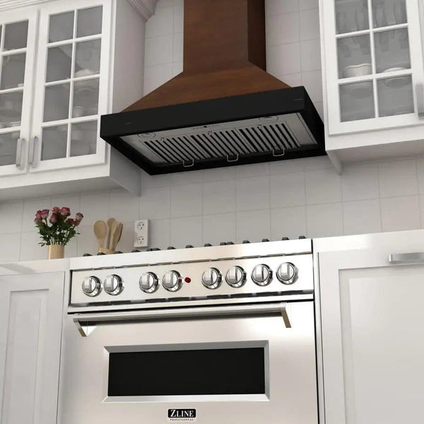 ZLINE 48' Wooden Wall Range Hood, Crown Molding KBAR-48 - in use