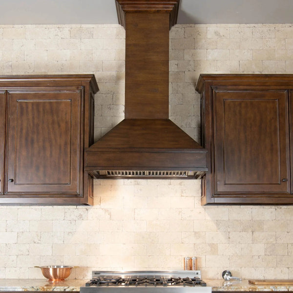 ZLINE 30' Wooden Wall Mount Range Hood in Walnut and Hamilton - Includes Motor 329WH-30 - dimensions