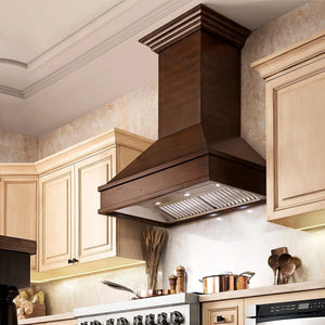 ZLINE 30' Wooden Wall Mount Range Hood in Walnut and Hamilton - Includes Motor 329WH-30 - side view