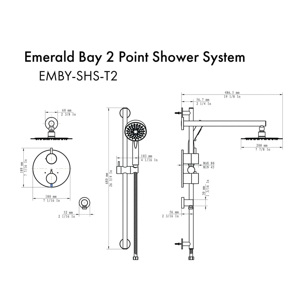 ZLINE Emerald Bay Thermostatic Shower System EMBY-SHS-T2-CH