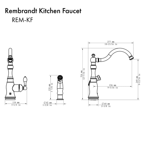 ZLINE Rembrandt Kitchen Faucet, REM-KF-BN - front view