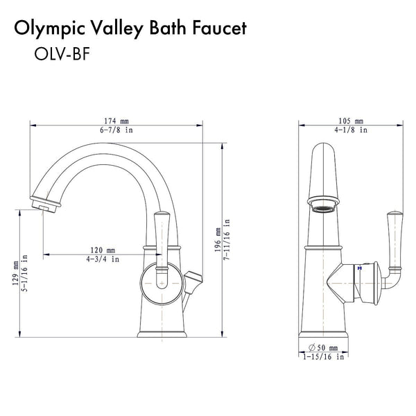 ZLINE Squaw Valley Bath Faucet in Chrome, OLV-BF-CH