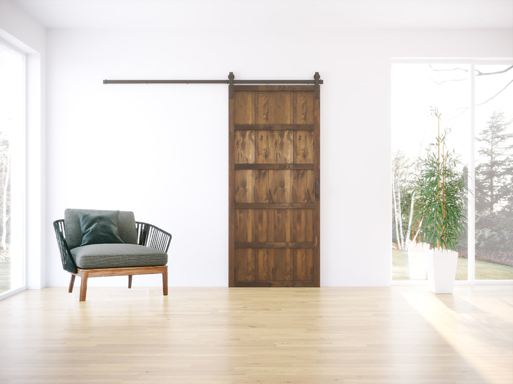 Ash Gray 5 Panel Sliding Barn Door