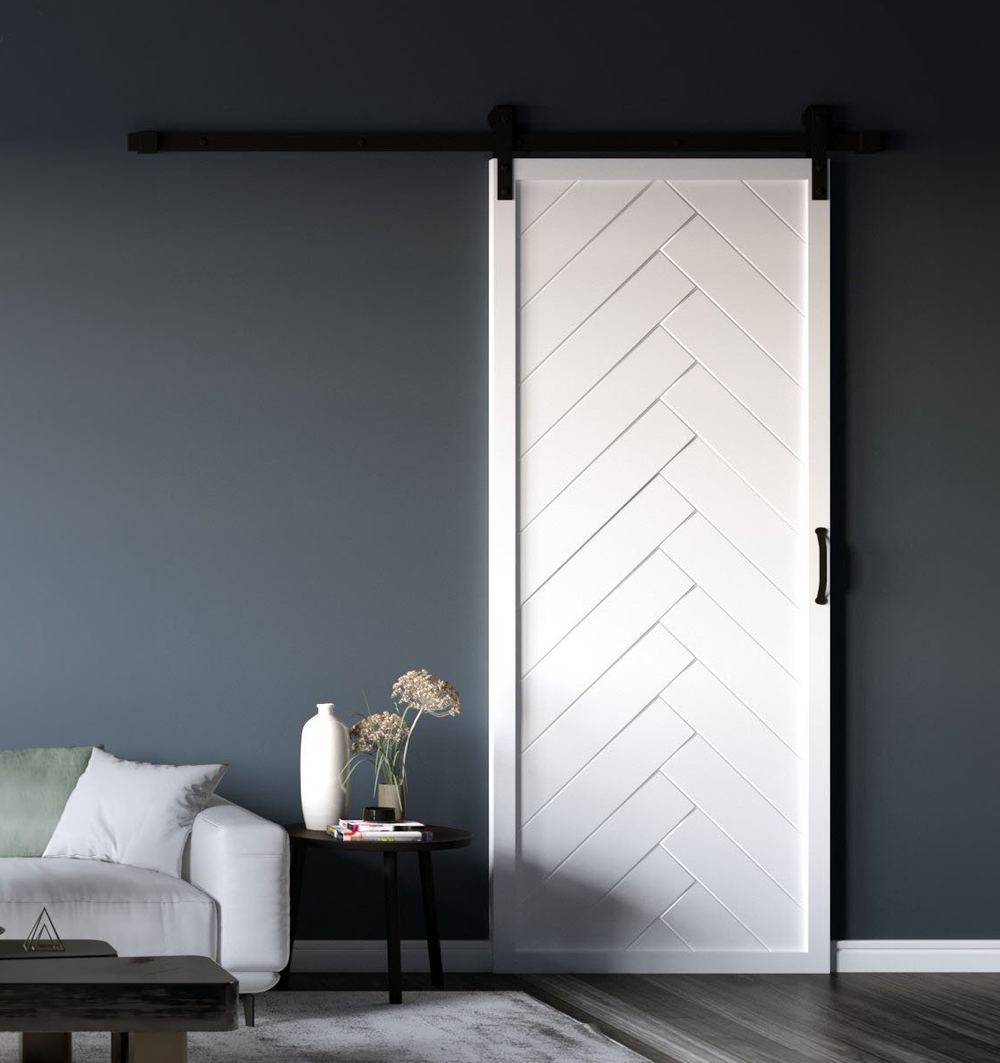 Walnut Herringbone Sliding Barn Door