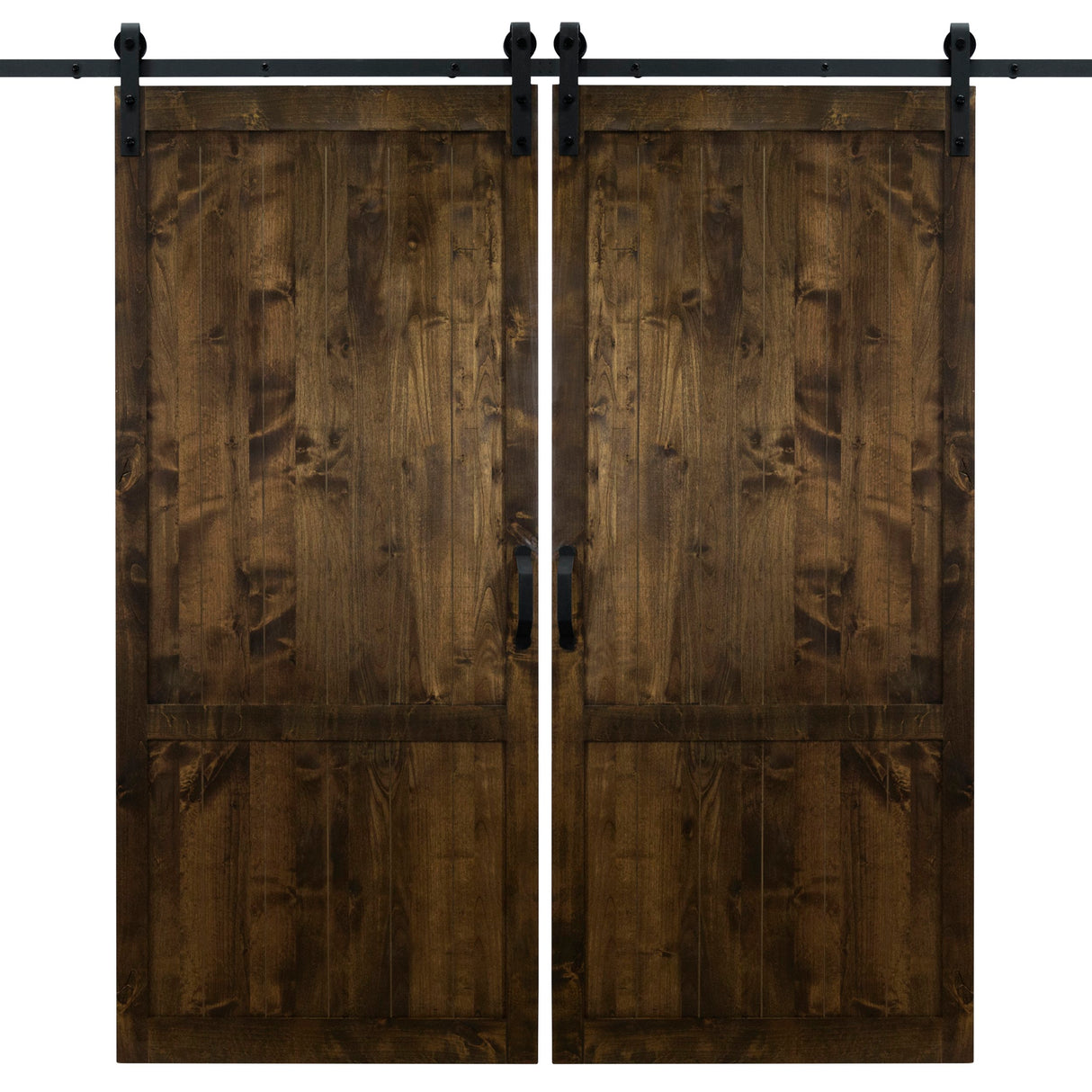 Double Dark Chocolate Country Vintage Sliding Barn Door