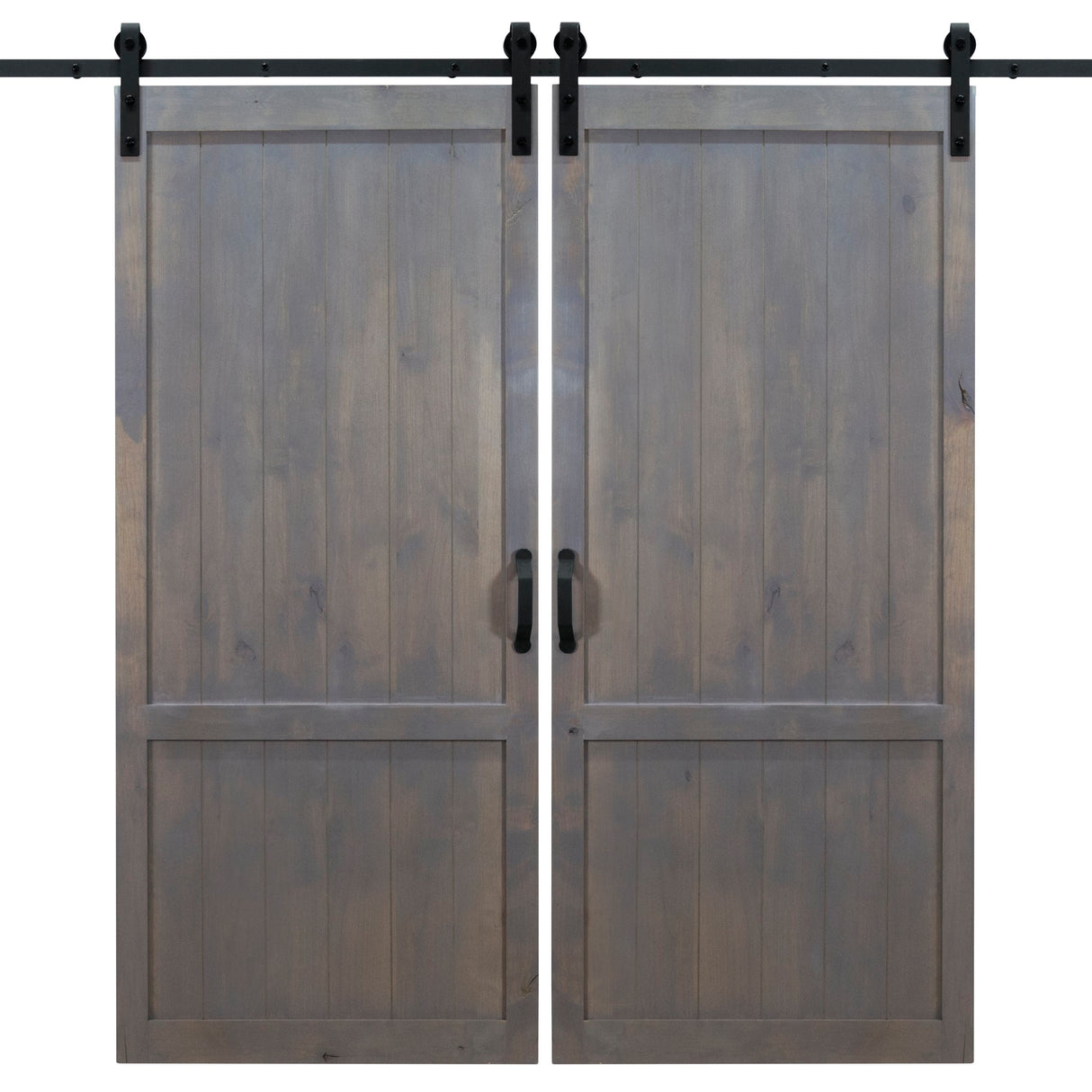 Double Ash Gray Country Vintage Sliding Barn Door