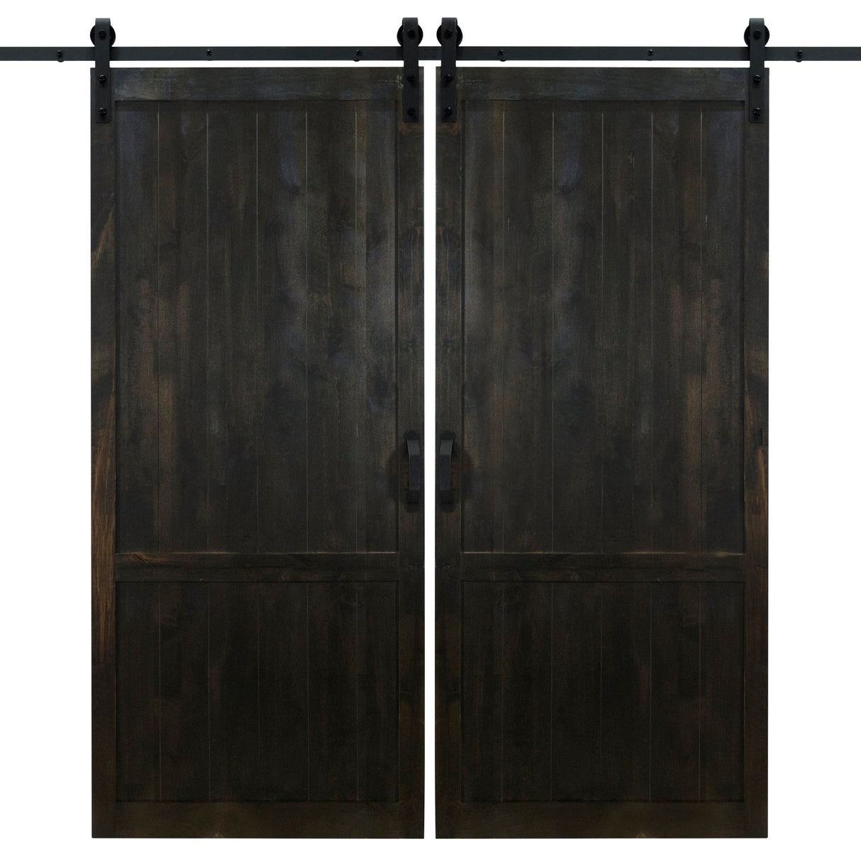 Double Midnight Black Country Vintage Sliding Barn Door