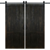 Double Midnight Black Country Vintage Sliding Barn Door